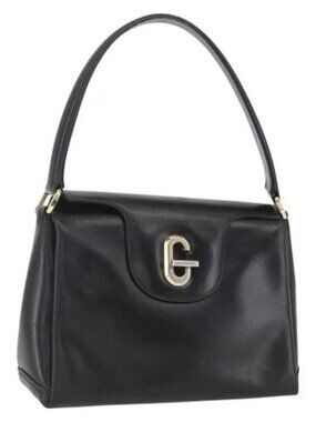 GUCCI Hand Bag Leather Black gold 406 000 1080 Auth mr1883